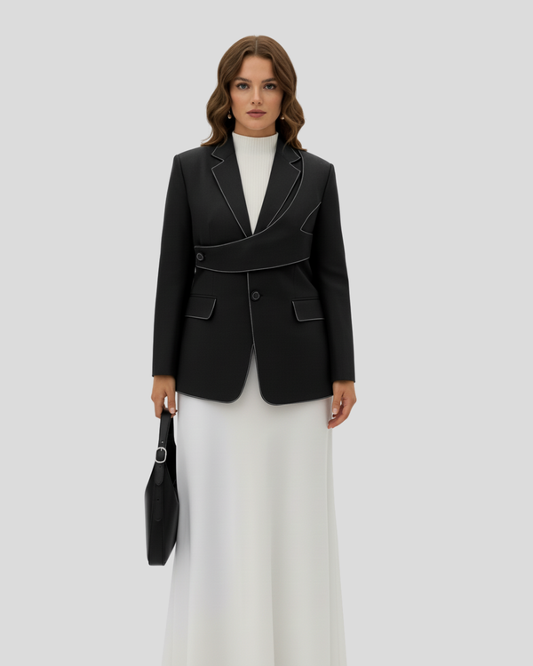 Asymmetrical topstitched blazer