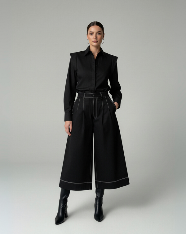 Stitched trouser with wide lapels