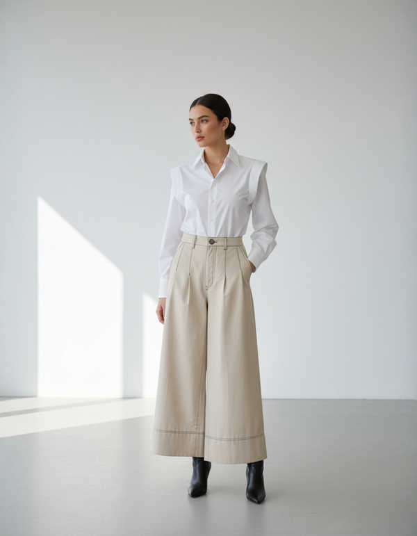 Stitched trouser with wide lapels